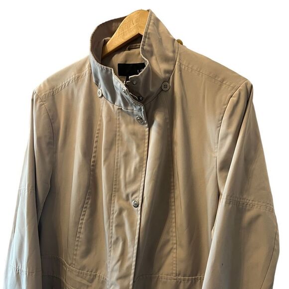 Tan Zip Up Lightweight Long Fit Trench Rain Coat XL - Picture 3 of 9